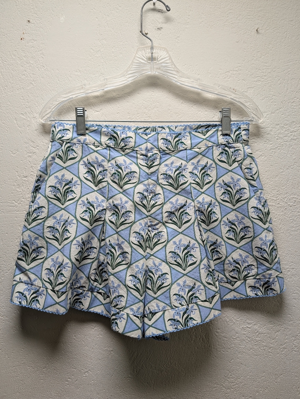 Women's Agua Bendita Toronjil Chan Celeste High-rise Pleated Shorts Sz Medium - Picture 3 of 12